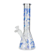 10" Cherry Blossom Glass Beaker Bong Blue