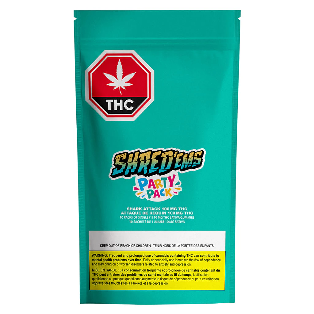 SHRED'EMS - Multipack of 10, Shred'ems Shark Attack MAX10 Party Pack 1 x 10mg THC Soft Chews Main Image