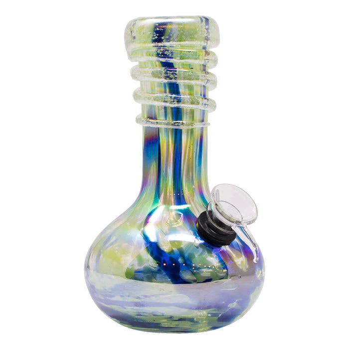 Maple Craft - Green Bold Curvy Glow In Dark Metallic Bong - 7 Inches Main Image