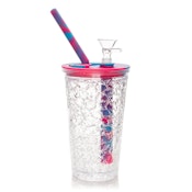 6.25" FREEZER CUP BUBBLER - PINK/BLUE