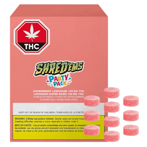 SHRED'EMS - Multipack of 10, Shred'ems Superberry Lemonade MAX10 Party Pack 1 x 10mg THC Soft Chews