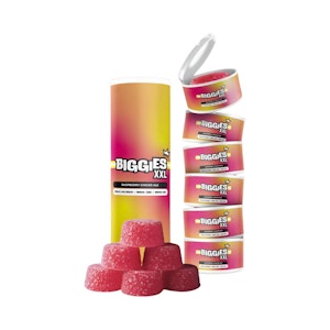 BIGGIES - Raspberry Gingerale Live Resin 3:3:1 CBD:CBG:THC Gummies 6pk