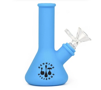 LIT - LIT Silicone 5" Tall Blue Beaker Water Pipe W/Glass Pull-Out