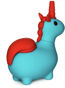 LIT - LIT Silicone 4.75" Blue Unicorn Hand Pipe W/Glass Bowl & Bowl Cover