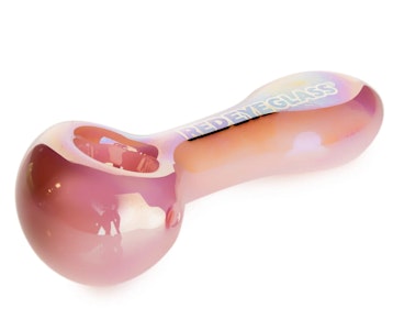 Red Eye Glass - Red Eye Glass 4.5" Pink Slyme Opaline Spoon Hand Pipe W/Iridescent Finish & Flat Mouthpiece