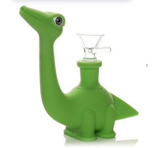 LIT - LIT Silicone 5.25" Tall Green Dino Water Pipe W/Glass Bowl
