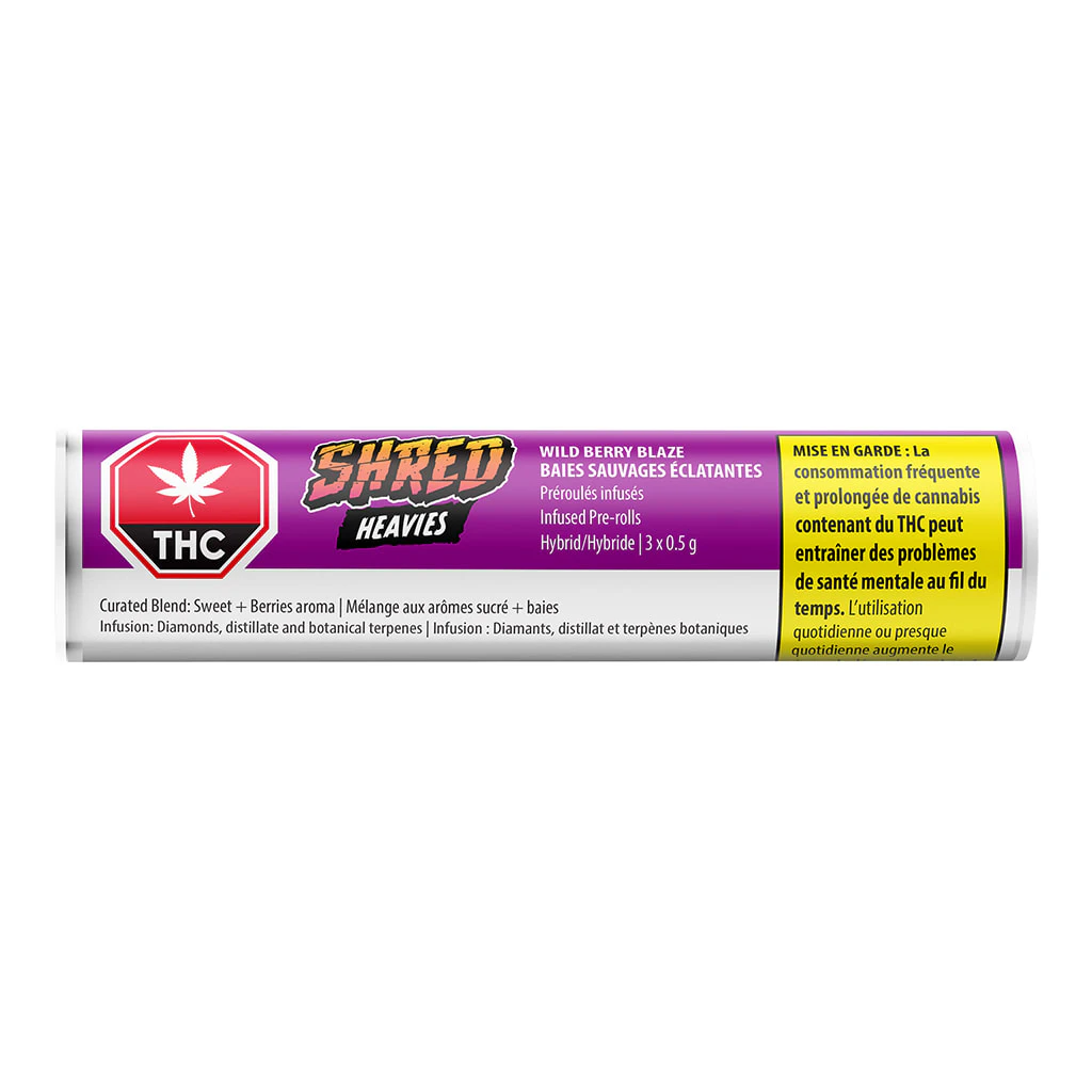 SHRED X - Wild Berry Blaze Heavies 3 x 0.5g Diamond, Disty & Terp Infused Pre-Rolls Main Image