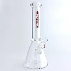 Fortune  - 10" 5mm Clear Beaker Glass Bong - Red