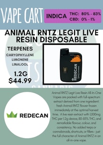 Redecan - REDECAN - ANIMAL RNTZ LEGIT LIVE RESIN AIO DISPO