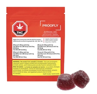 Proofly - Nightly Cherry Pomegranate Gummies  - 30x20mgCBD + 5mg CBG + 5mg CBN