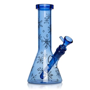 West Coast Gifts - ACC - Red Eye Glass - Sapphire Blue Winter Wonderland Beaker Base Water Pipe - 8.5"