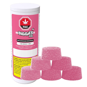 BIGGIES - Pink Lemonade Creamsicle Live Resin THC:CBD Gummies - 10mg THC : 20mg CBD x 6 (each)