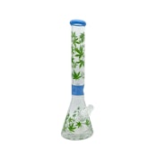 18 INCH 7 MM HEAVY BASE GREEN POT LEAF BONG BROWN