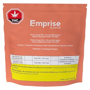 Emprise RapidRelief - Multipack of 30, Peach 10 mg THC + 10 mg CBD