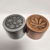 Metal engraved grinder 4 part leaf design silver / copper
