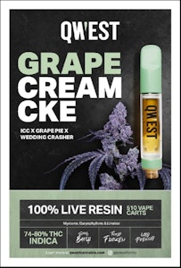 Qwest - Grape Cream CKE Live Resin 1g Prefilled Vape Cartridge