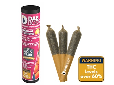 Dab Bods - Hawaiian Plushers 60's+ 3 x 0.5g Dbl Infused Pre-Rolls by Dab Bods