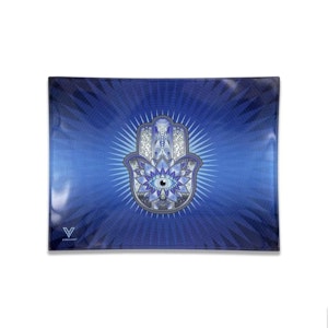 V-Syndicate - Hamsa Blue Glass Rolling Tray - Small