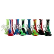 3" Silicone Bong with Built-In Stem & 14mm Glass Bowl - Assorted Colours