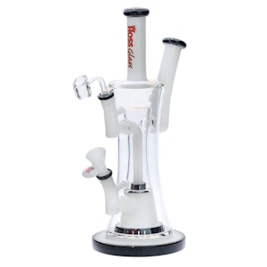 Hoss Glass - 12" Hoss Two-Tone Double Bubbler - White