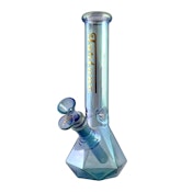 10" Geometric Hexagon Electroplated Glass Bong - Aqua Iridescent