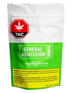 GENERAL ADMISSION - GENERAL ADMISSION : Strawberry Kiwi THC/CBG Soft chew (1:1) 2-pk gummies