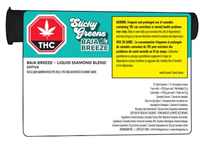 STICKY GREENS - STICKY GREENS : Baja Breeze Diamond Blend Infused 5 x .5g Pre-rolls