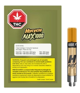 HYCYCLE MAX 1000 - HYCYCLE MAX 1000 : Sour Diesel 1.1g Vape Cartridge