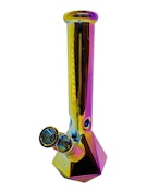 10" Electroplated Hexagon Base 4mm Glass Bong | Rainbow Chrome