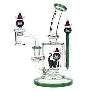 Pulsar - 8.25" Pulsar Holidaze Series Glass Dab Rig Set/ Xmas Kitty