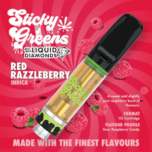 Sticky Greens - Sticky Greens Red Razzleberry Liquid Diamonds 1g Prefilled Vape Cartridge