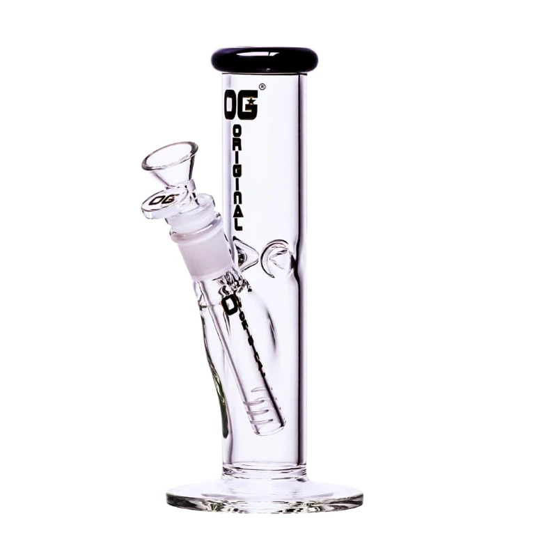 Smoke Arsenal - 8" Og Original Color Rim Straight Tube Bong Black Main Image