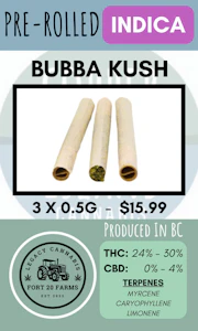 Fort 20 Farms - FORT 20 FARMS - 3PK BUBBA KUSH PRS