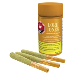 Lord Jones - Sour Diesel x Orange Velvet 3 x 0.5g Live Resin Infused Pre-Rolls