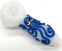 Glow-in-the-dark Glass Smoking Spoon Hand Pipe | Octopus [white]