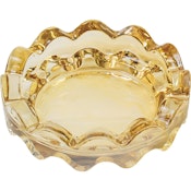 Iridescent Wave Glass Ashtray - Amber