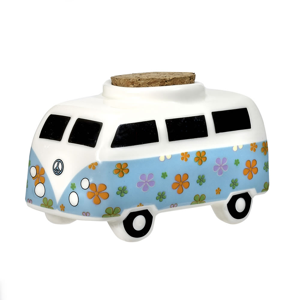 Vintage Bus Ceramic Stash Jar - Flower Power