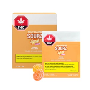 SOURZ by Spinach - SOURZ Fully Blasted Peach Orange 1:1 THC:CBD Gummies - 10 X 10mg