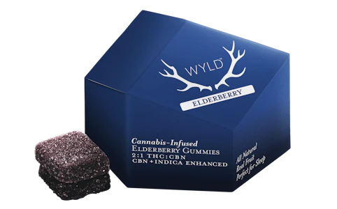 WYLD - 10 x 10Mg THC Real Fruit Elderberry 2:1 THC:CBN Gummies