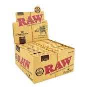 RAW CLASSIC KING SIZE SLIM CONNOISSEUR ROLLING PAPER W/TIPS | 32 SHEETS