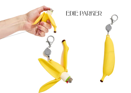 EDIE PARKER - RETRACTABLE LIGHTER HOLDER BAG CHARM KEYCHAIN | BANANA PEAL