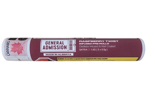 General Admission - General Admission  Raspberry Twist 3 x 0.5g Distillate Infused Pre-Rolls