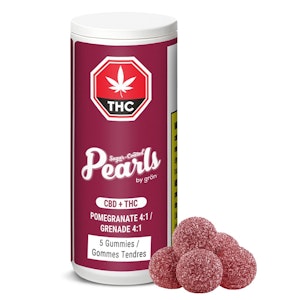 Pearls by grön - Pomegranate 4:1 CBD/THC 5 Pack Soft Chews - Pearls