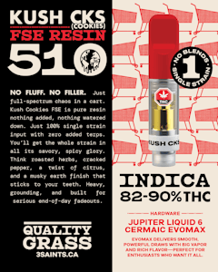 3Saints - Kush Cks FSE Resin 510 Thread Cartridge 1g 510 Thread Cartridges