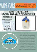 VOXPUFFZ - BLUE RASPBERRY RECHARGEABLE DISPOSABLE VAPE