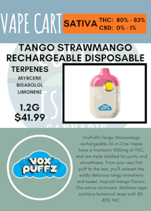 VoxPuffz - VOXPUFFZ - TANGO STRAWMANGO RECHARGEABLE DISPOSABLE VAPE