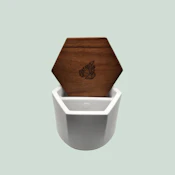 CONCRETE STORAGE JAR W/ WALNUT LID - WHITE