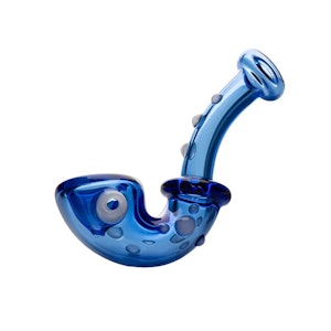West Coast Gifts - 4" Sapphire Knobby Sherlock Pipe-Red Eye Glass