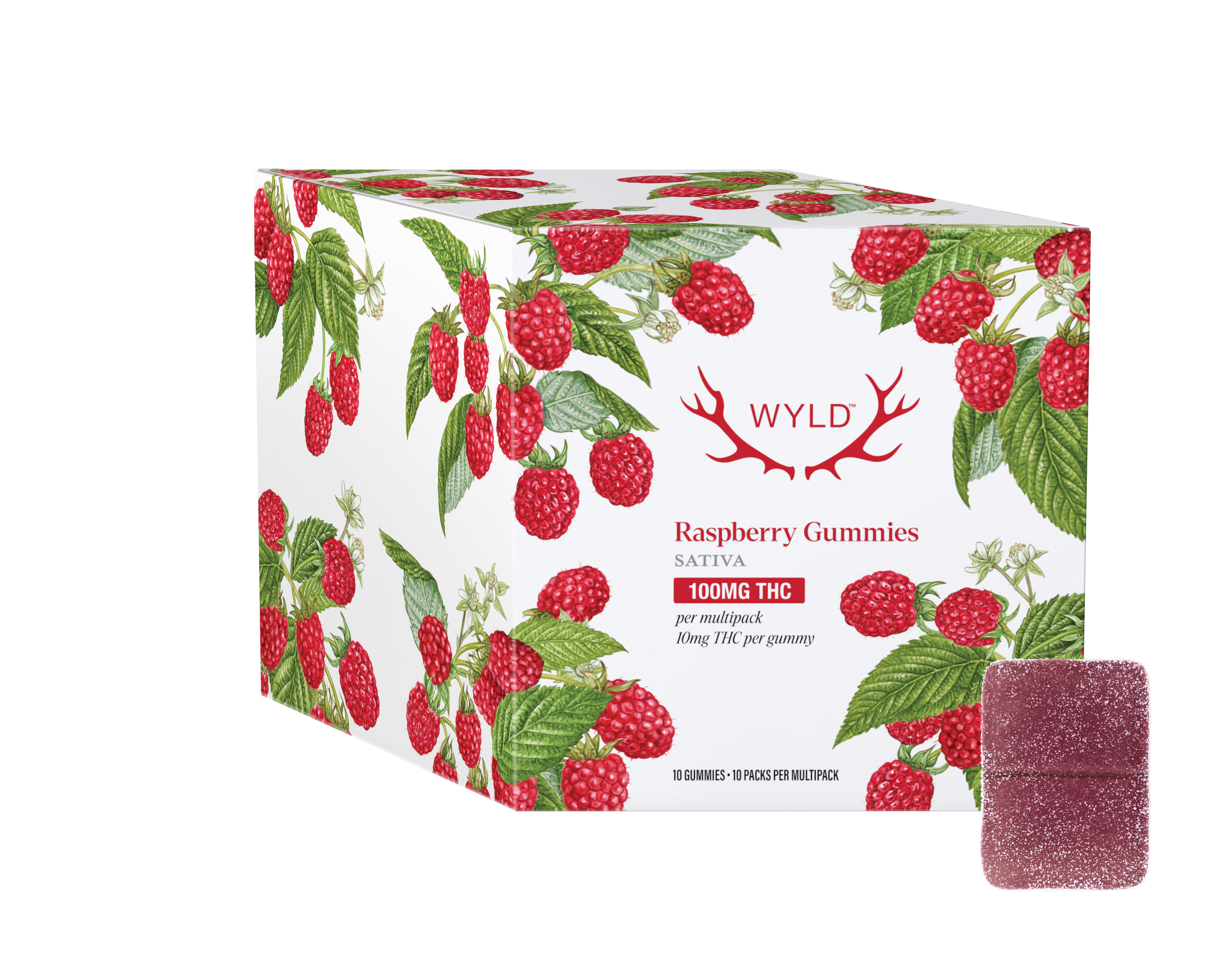 WYLD - Multipack of 10, Wyld Raspberry THC (100mg THC) Soft Chews Main Image
