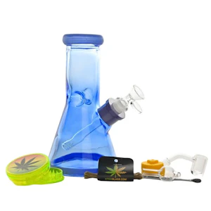 Smoke Arsenal - 8" Tinted Colored Glass Bong 9-in-1 Dab Kit (Blue)